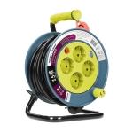 Kabelhaspel, limoen, Schuko voeding: 4 x 250Vac; maximale belasting: 2500W; 15m kabel, limoen