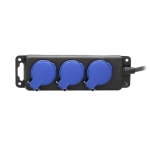 Bloc multiprises résistant aux éclaboussures, 5m (3 x 2 pôles + T), IP44, câble caoutchouc, H05RR-F
