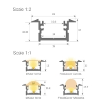 Led profile built in Berlin Black anodised Aluminium 13 x 10.30mm (length 2m)