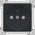 Afwerkingsset voor stopcontact zonder aarding met kinderveiligheid, inbouwdiepte 21mm Bakelite Black