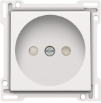 Afwerkingsset voor stopcontact zonder aarding met kinderveiligheid, inbouwdiepte 21mm White Steel