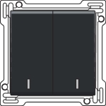 Afwerkingsset met dubbele lens voor serieschakelaar, wisselschakelaar + drukknop NO, dubbele wissel.