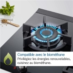 Table de cuisson Serie 8 domino 30cm, 1 brûleur à gaz (wok 6kW), supports en fonte, FlameSelect Noir