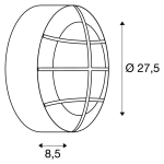 Bulan Grid, wandarmatuur, rond, Antraciet, E27, maximum 2 x 25W, PC cover