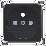 Afwerkingsset voor stopcontact met penaarde en kinderveiligheid, inbouwdiepte 28,5mm, Bakelite Black