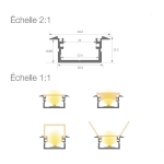 Led profile Berlin XL Silver anodised Aluminium (length 2m) IP65 23x14.5x2000mm