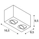 Triledo double, indoor plafondopbouwlamp, Qpar51, Zwart, maximum 10W