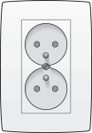 Dubbele wandcontactdoos verticaal 31.5mm, volledig apparaat inclusief afdekplaat, Wit