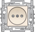 Prise de courant sans terre profondeur d’encastrement de 21mm, socle et set de finition Creme