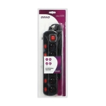 Bloc multiprise Noir avec interrupteurs marche / arrêt indépendants pour 6 prises, câble 3 x 1mm², l