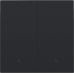 Afwerkingsset met lens voor dubbele elektronische schakelaar of drukknop Black Coated