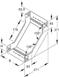 Vertical inside elbow 90°, 60 x 202mm, with unperforated side beams