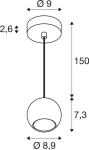 Lighr Eye® 90, pendant light, Gu10, pendant length 150cm, 1 x max. 6W, matt Black