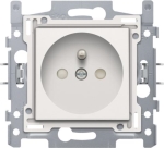 Stopcontact met penaarde, inbouwdiepte 28,5mm, sokkel en afwerkingsset met steekklemmen Wit