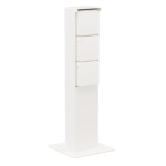 Splashproof garden post with three - fold socket outlet, pin earthing and baseplate, White
