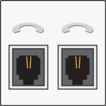 Afwerkingsset voor telefooncontactdoos met 2 RJ11 - contacten in parallel Wit
