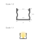 Led profiel New York geanodiseerd Aluminium Zilver 17 x 14.5mm (lengte van 2m)