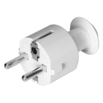 Straight male plug 2 poles + T White IP20