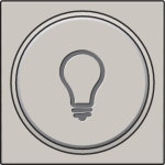 Afwerkingsset met doorschijnende ring met lampsymbool voor drukknop 6A Light Grey