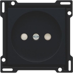 Afwerkingsset voor stopcontact zonder aarding met kinderveiligheid, inbouwdiepte 21mm Black Coated