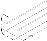 Kabelgoot klikbaar, niet geperforeerd, lengte = 3m, dikte = 0,75mm, sendzimir 110 x 100 x 3000mm