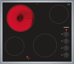 Table de cuisson iQ100 vitrocéramique 60cm, 4 zones, boutons à droite cadre Inox