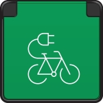 Spuitwaterdicht opbouwfietsoplaadpunt 16A / 250Vac met penaarde, kinderveiligheid en met schroefklem