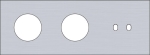 Triple cover plate, horizontal 71mm center distance, for two socket functions and one double switch