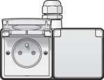 Spuitwaterdichte dubbele horizontale wandcontactdoos inclusief doos een ingang, met steekklemmen Gr.