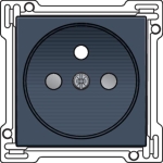Afwerkingsset voor stopcontact met penaarde en kinderveiligheid, inbouwdiepte 28,5mm, Alu Steel