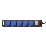 Bloc multiprises résistant aux éclaboussures, 5m de câble caoutchouc IP44, H05RR-F 3 x 1.5mm², équip