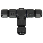 T - kabelconnector 3 x 4mm², 450V / 25A, kabelwartel is voorzien van een dikke pakking om alle kabel