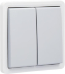 2 x bouton - poussoir non éclairable, étanche aux projections d’eau 10A / 250Vac avec 2 NO / NF Gris