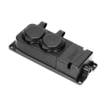 Prolongateur multiprise robuste, caoutchouc, Schuko IP44, 2 prises Schuko, boîtier ignifugé, profil
