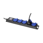 Bloc multiprises résistant aux éclaboussures, 5m de câble caoutchouc IP44, H05RR-F 3 x 1.5mm², équip