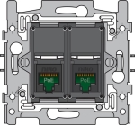 2 x RJ45 - aansluitingen UTP cat5E PoE vlakke uitvoering inclusief inbouwraam met klauwbevestiging