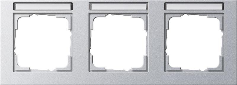 Cover frame 3 gang horizontal with inscription space Gira E2 colour Aluminium