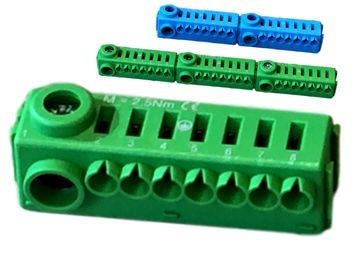 Green ground terminal without screws Conexbox 3 x 25 + 21 x 4mm²
