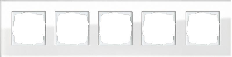 Cover frame 5 gang Gira Esprit White glass