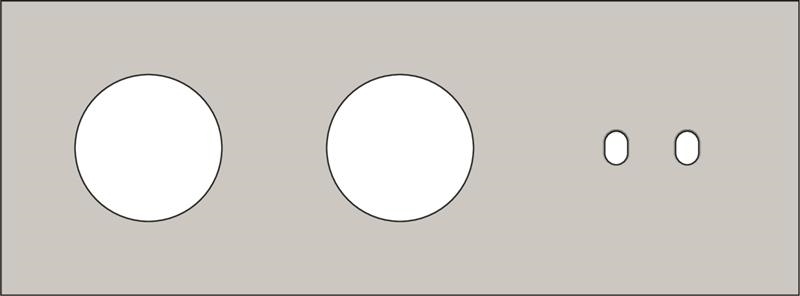 Triple cover plate, horizontal 71mm centre distance, for two socket functions and one double switch