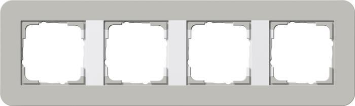 Cadre finition 4 x Gira E3 Gris / Blanc pur