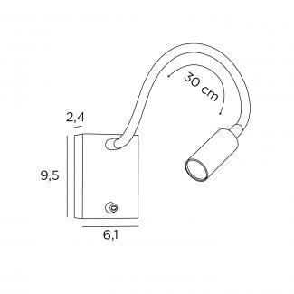 Wall lamp in brushed Chrome