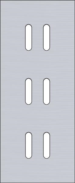 Triple cover plate, vertical 60mm center distance, for three double switching functions, Niko Rocke