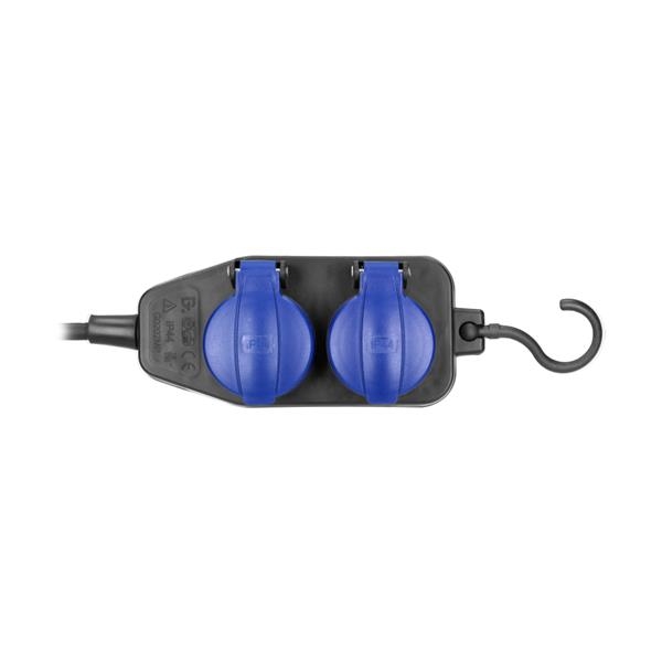 Zware, spatwaterdichte verlengstekkerdozen, 10m, Schuko rubberen koord, IP44, H05RR - F 3 x 1.5mm²,
