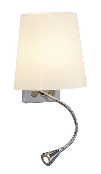Coupa Flexled, wandarmatuur, Chroom, gesatineerd glas, 1 x G9 maximum 40W, 3W Led, 3000K