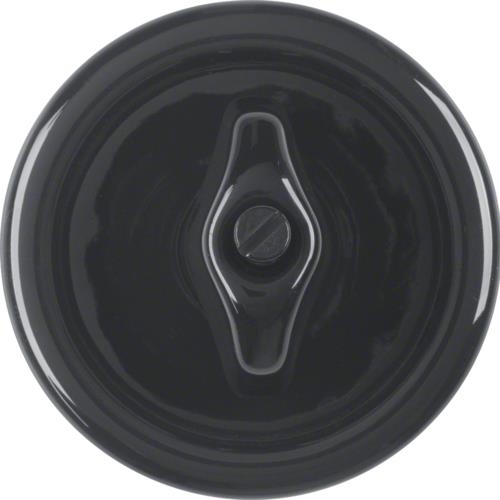 Enjoliveur et manette pour interrupteurs / poussoirs rotatifs Serie 1930 Porcelaine Noir, brillant