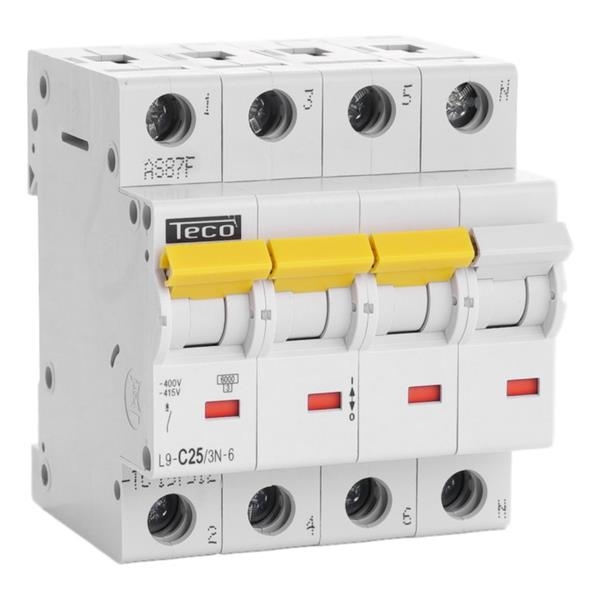 Disjoncteur 3 pôles + N 25A 6kA courbe C