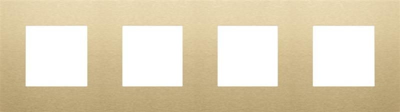 Viervoudige afdekplaat, 71mm centerafstand, Niko Pure Aluminium geborsteld Goud