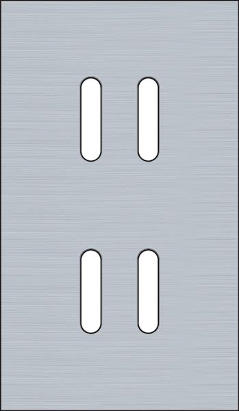 Double cover plate, vertical 60mm center distance, for double switch functions, Niko rocker Alu Grey