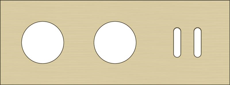 Triple cover plate, horizontal 71mm center distance, for two socket functions and one double switch